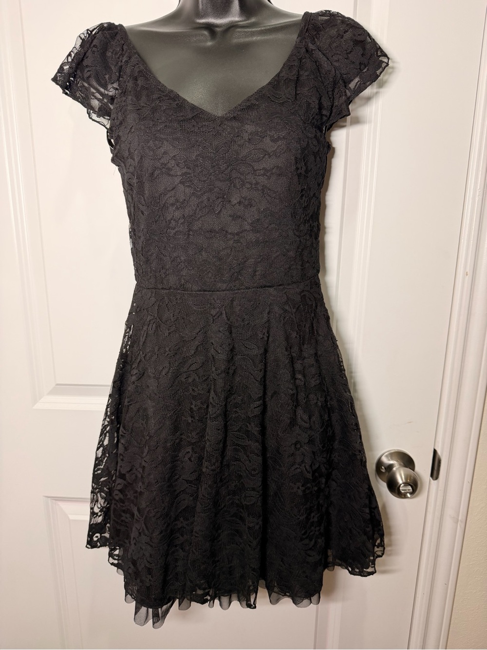Lily Rose Black Lace V-Neck Fit & Flare Dress